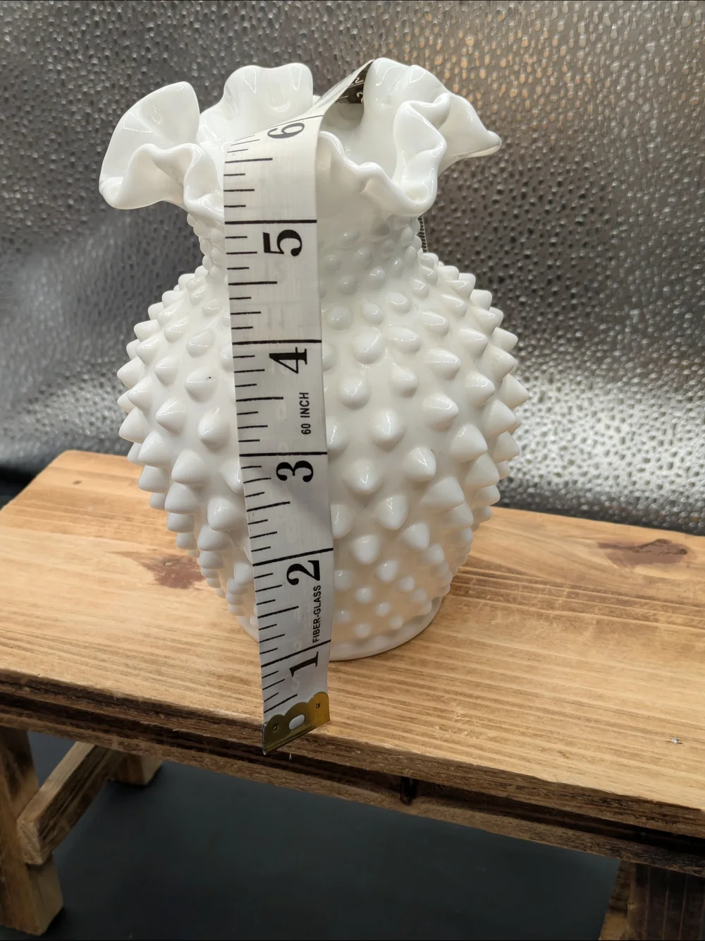 White Hobnail Ruffled Milk Glass Vase - Home Accents